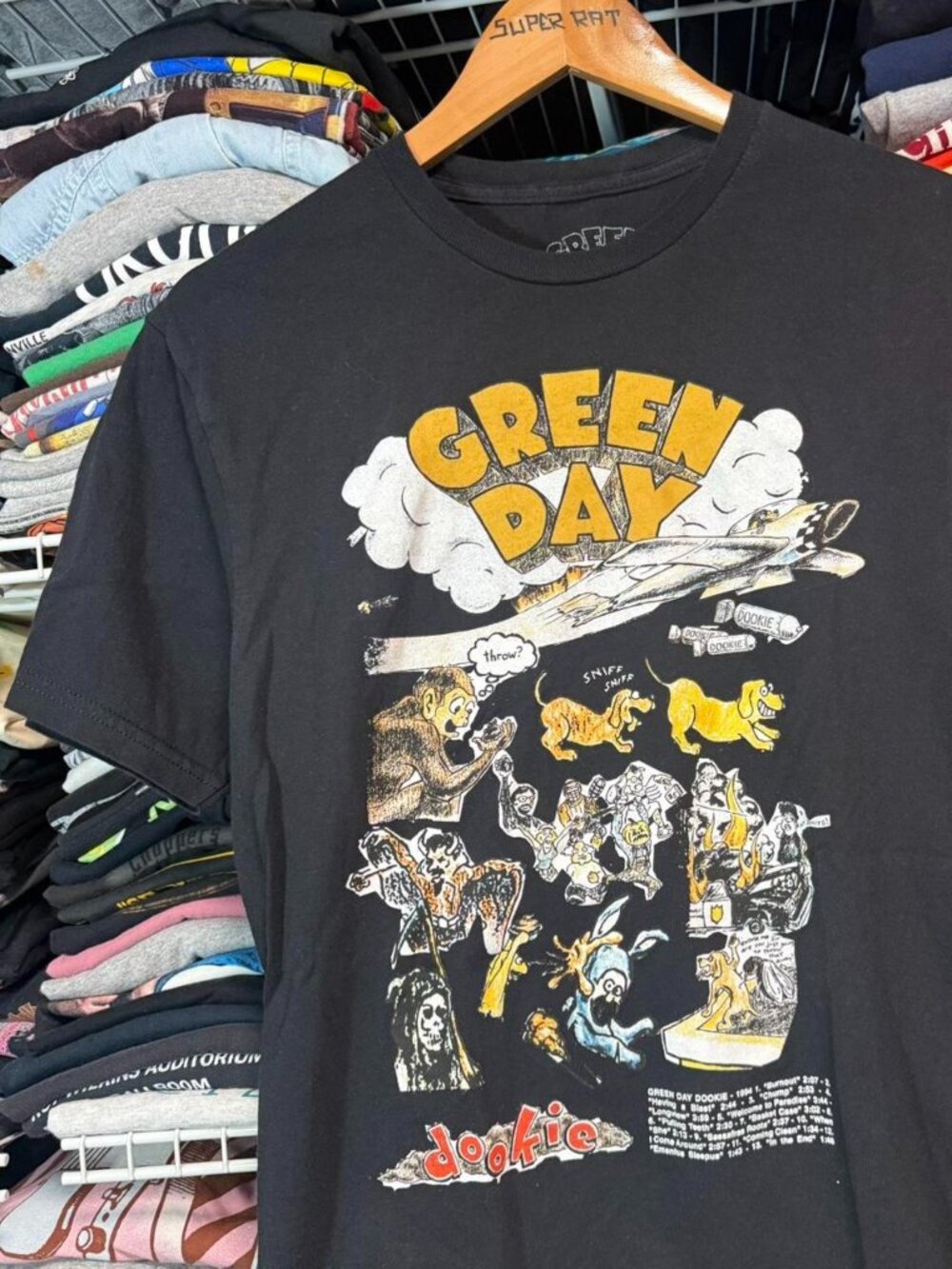 Modern Green Day dookie graphic black t shirt